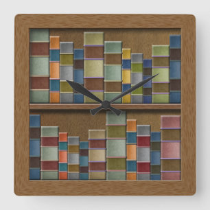 Horloge Carrée Faux Book Shelf Book Spines Library