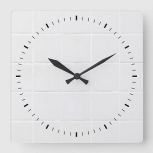 Horloge Carrée Faux carreaux de céramique blanche