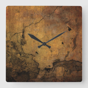Horloge Carrée Faux Rusty Cracked Metal