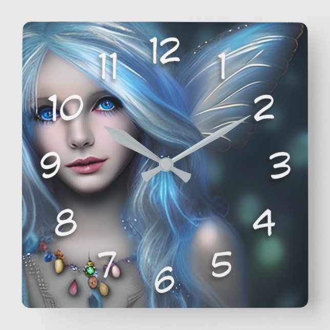 Horloge Carrée Fée mystique éthérée fille (Recto)