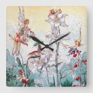 Horloge Carrée Fées vintages au jeu