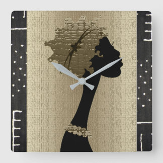 Horloge Carrée Femme africaine
