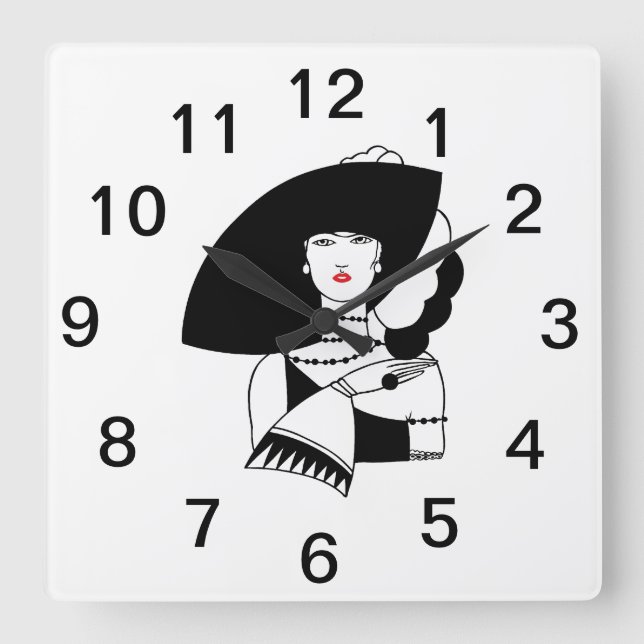 Horloge Carrée Femme Art Déco En Gros Gants Casquettes RL (Recto)