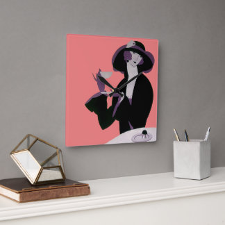 Horloge Carrée Femme Art Déco Vintage, Thé de l'après-midi et Gât