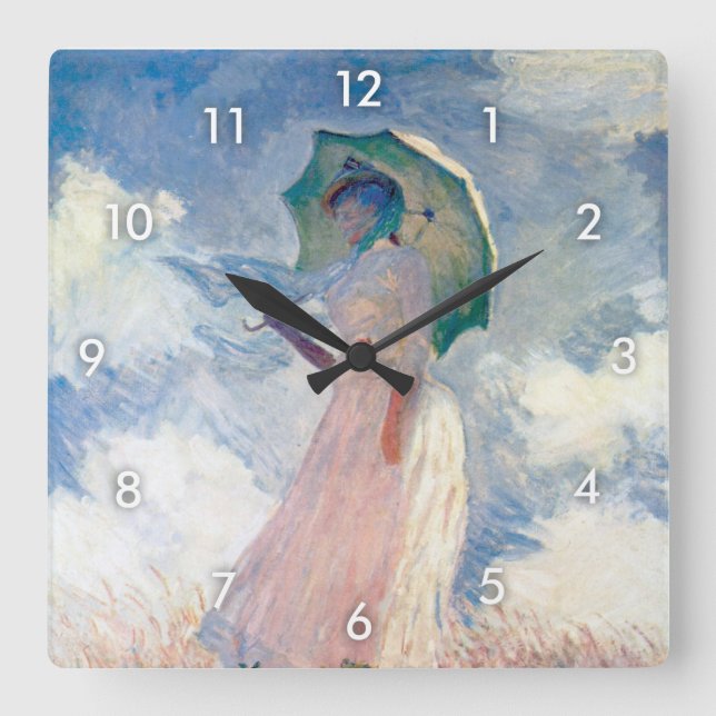 Horloge Carrée Femme avec Parasol, Monet (Recto)