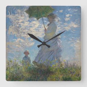 Horloge Carrée Femme de Claude Monet avec un parasol 1875