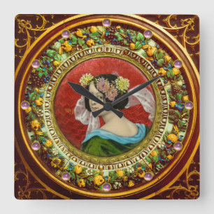 HORLOGE CARRÉE FEMME ROMANTIQUE AVEC FLEURS VINTAGE ENAMI