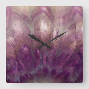 Horloge Carrée Fermer un Améthyste violet