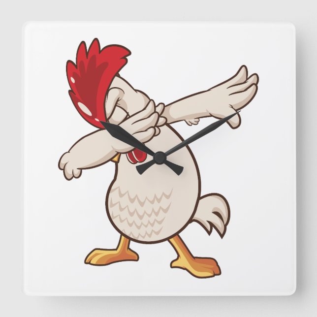 Horloge Carrée Fermier de Dabbing de poulet Danse Dab (Recto)