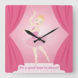 Horloge Carrée Fête d'anniversaire de ballerine