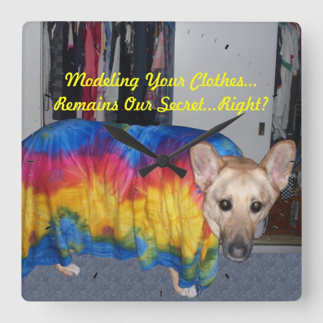 Horloge Carrée Fête des mères Modélisation des vêtements (Recto)