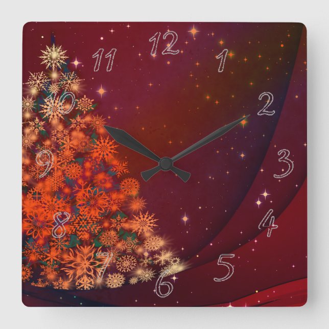 Horloge Carrée Fêtes de Noël (Recto)