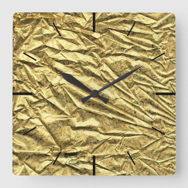 Horloge Carrée Feuille d'or brillante (Recto)