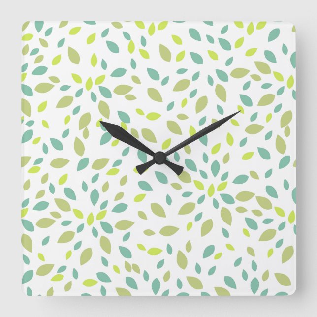 Horloge Carrée Feuille (vert) (Recto)