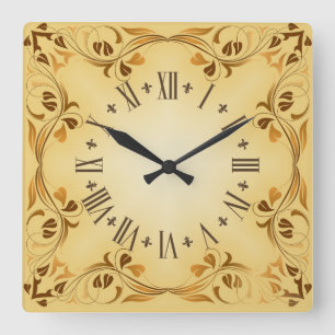 Horloge Carrée Feuilles décoratives