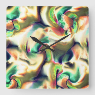 Horloge Carrée Fibrous spots of showy colored, gradient de décenc