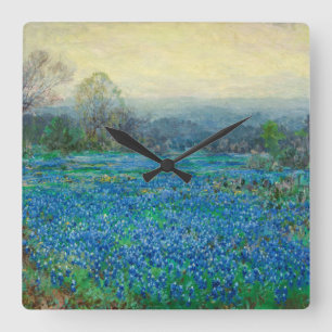 Horloge Carrée Field of Bluebonnets, 1918-1920 par Julian Onderdo