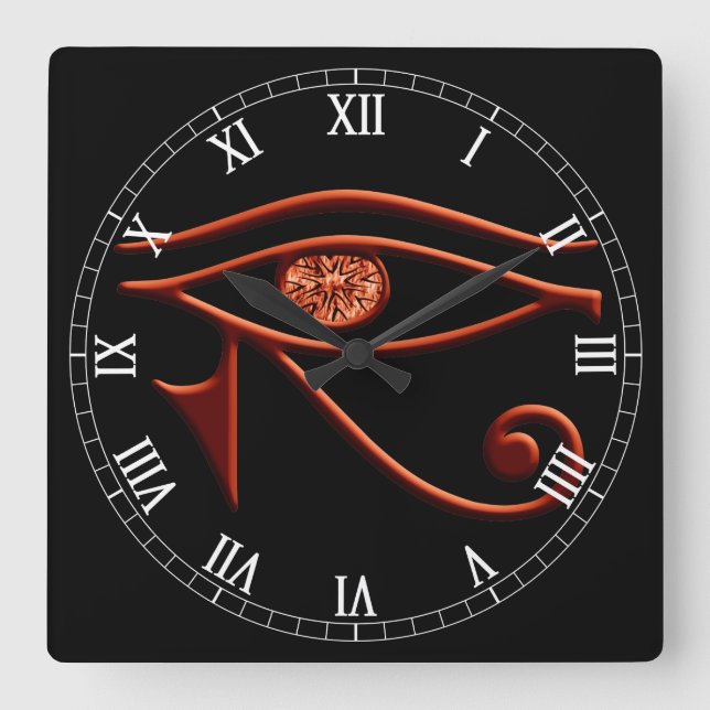 Horloge Carrée Fiery Eye of Horus Roman Numeral Clock (Recto)