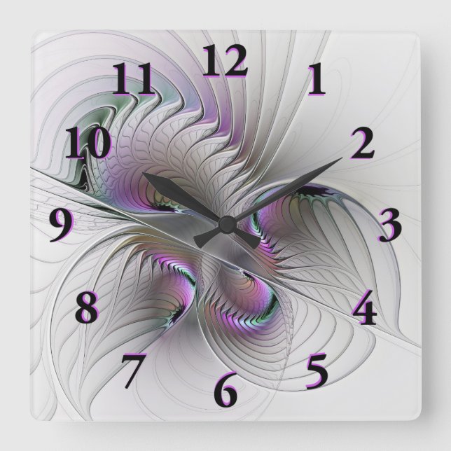 Horloge Carrée Figure de fantaisie abstraite moderne et timide, a (Recto)