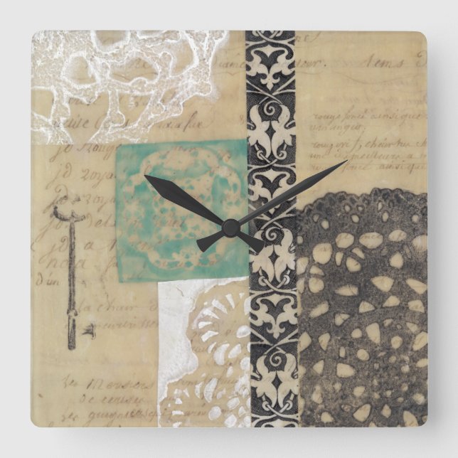 Horloge Carrée Filigree & Key II (Recto)
