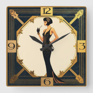 Horloge Carrée Fille Art déco