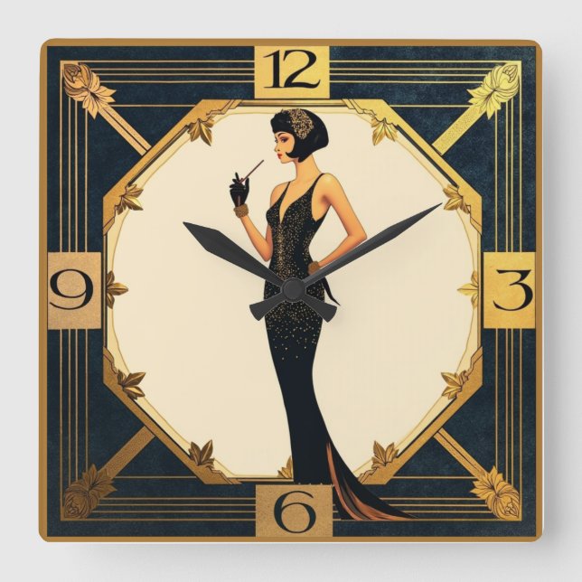 Horloge Carrée Fille Art déco (Recto)