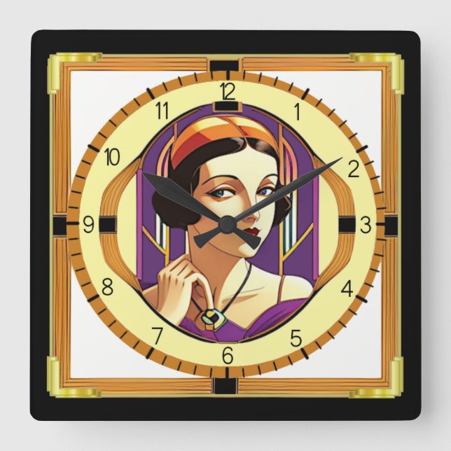 Horloge Carrée fille Art déco (Recto)