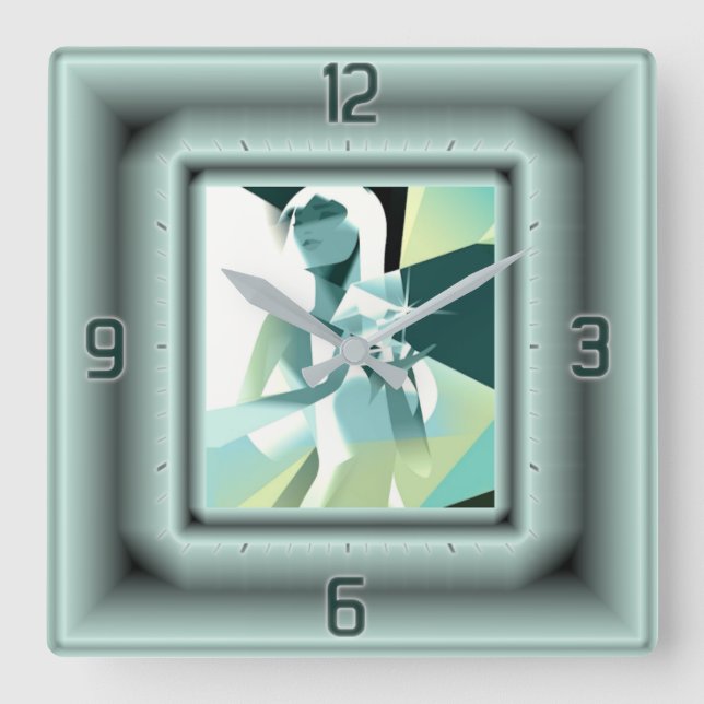 Horloge Carrée fille diamant Art déco (Recto)