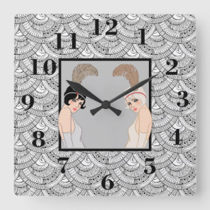Horloge Carrée Filles Art Déco