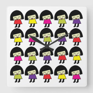 Horloge Carrée Filles Mignonnes Kawaii