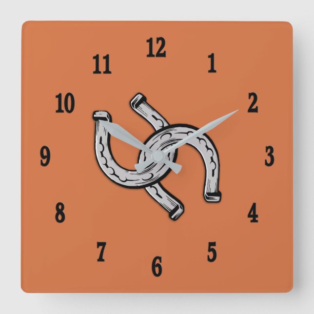 Horloge Carrée Fils à cheval avec chiffres noirs (Recto)