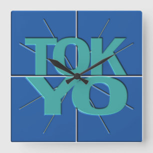 Horloge Carrée Financial Stock Market Timezone Tokyo Wall Clock