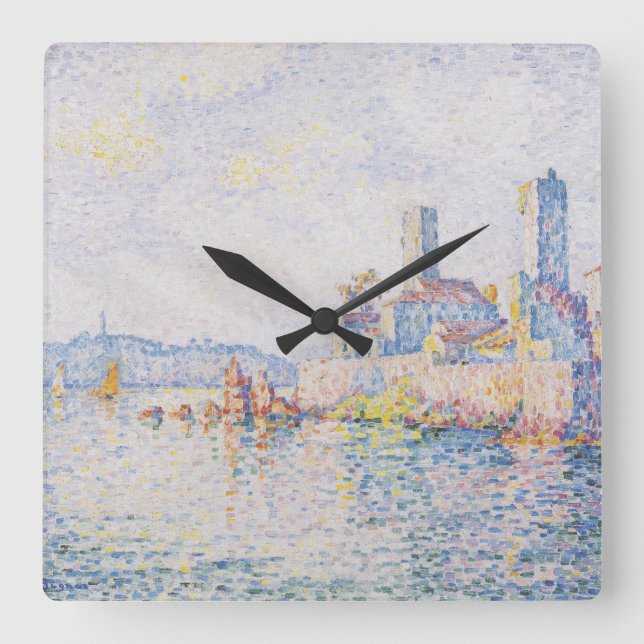 Horloge Carrée Fine Art Painting Lagoon Sea View Light Blue (Recto)