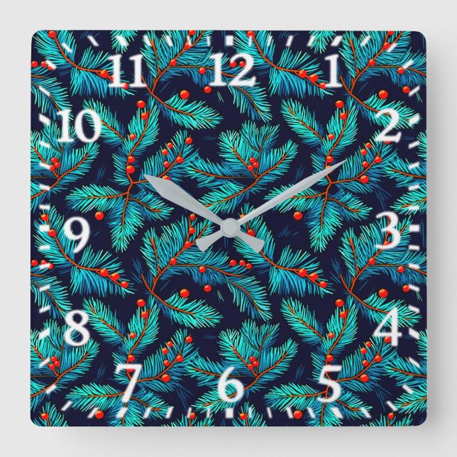 Horloge Carrée Fir de Noël Motif-82397 (Recto)