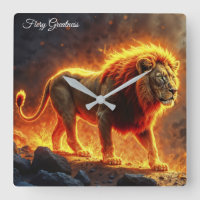 Fire Lion paysage infernal d'art crinière