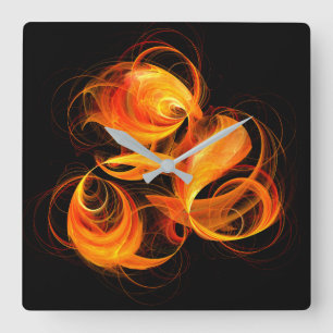 Horloge Carrée Fireball Abstract Art Square