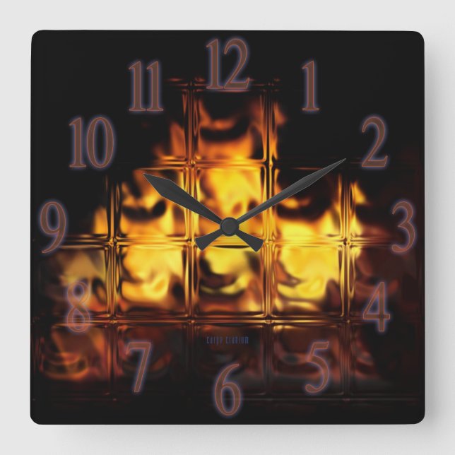 Horloge Carrée FireGlass (Recto)