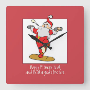 Horloge Carrée Fitness Exercise Christmas with Santa