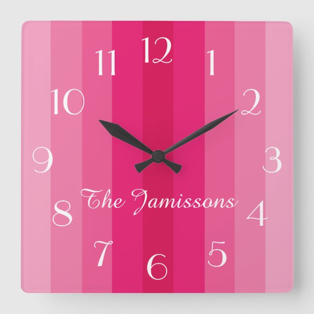 Horloge Carrée Five Shades of Pink, Clock, Personalized (Recto)