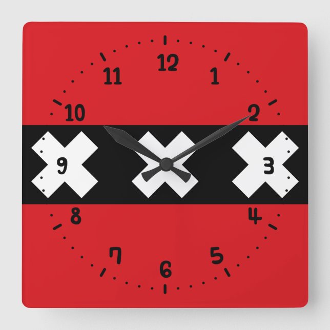 Horloge Carrée Flag of Amsterdam, Netherlands Square Wall Clock (Recto)