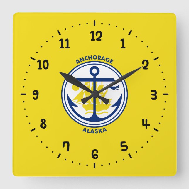 Horloge Carrée Flag of Anchorage, Alaska Square Wall Clock (Recto)