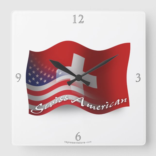 Horloge Carrée Flag Swiss-American Wuilding Flag (Recto)