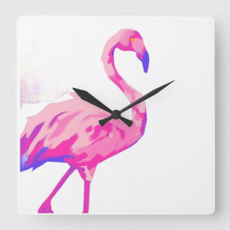 Horloge Carrée Flamant Rose