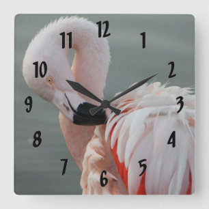Horloge Carrée Flamant rose assez rose