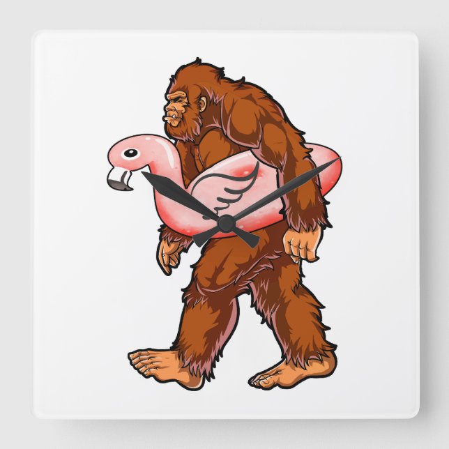Horloge Carrée Flamant rose Bigfoot (Recto)