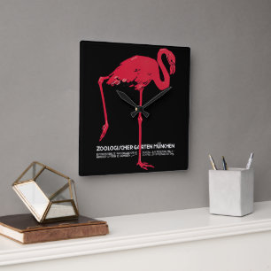 Horloge Carrée Flamant rose vintage à Munich en Allemagne