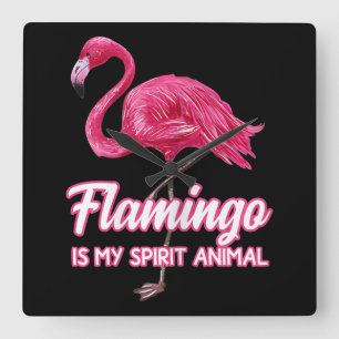 Horloge Carrée Flamingo Spirit Animal Tropical Bird
