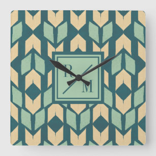 Horloge Carrée Flèche turquoise géométrique extérieure d'étape  