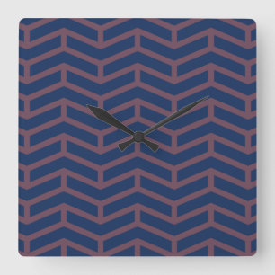 Horloge Carrée Flèches franches face à Chevron bleu rose