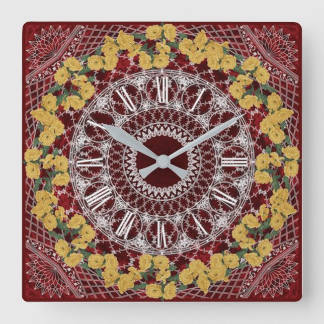 Horloge Carrée Fleur (Recto)